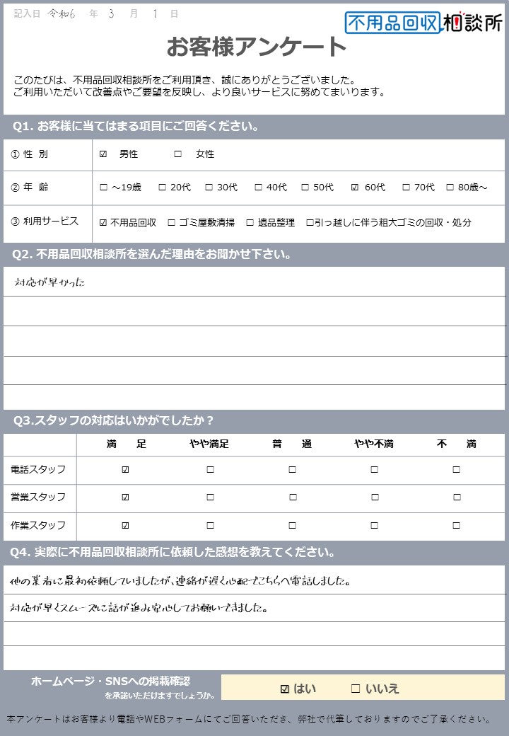 【奈良市 H様】残置物の処分に伴う不用品回収「安心してお願いできました」