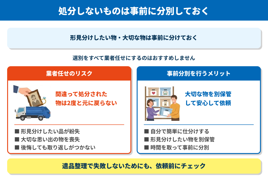 処分しないものは事前に分別しておく