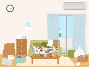 物が多く部屋が散らかっている