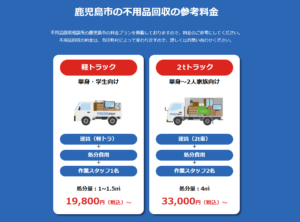 鹿児島市の不用品回収の参考料金