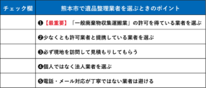 熊本市で遺品整理業者を選ぶ時のポイント