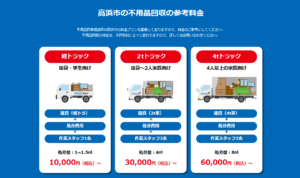 高浜市における不用品回収の参考料金