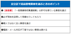 足立区の遺品整理業者選びのポイント