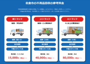 佐倉市の不用品回収の参考料金