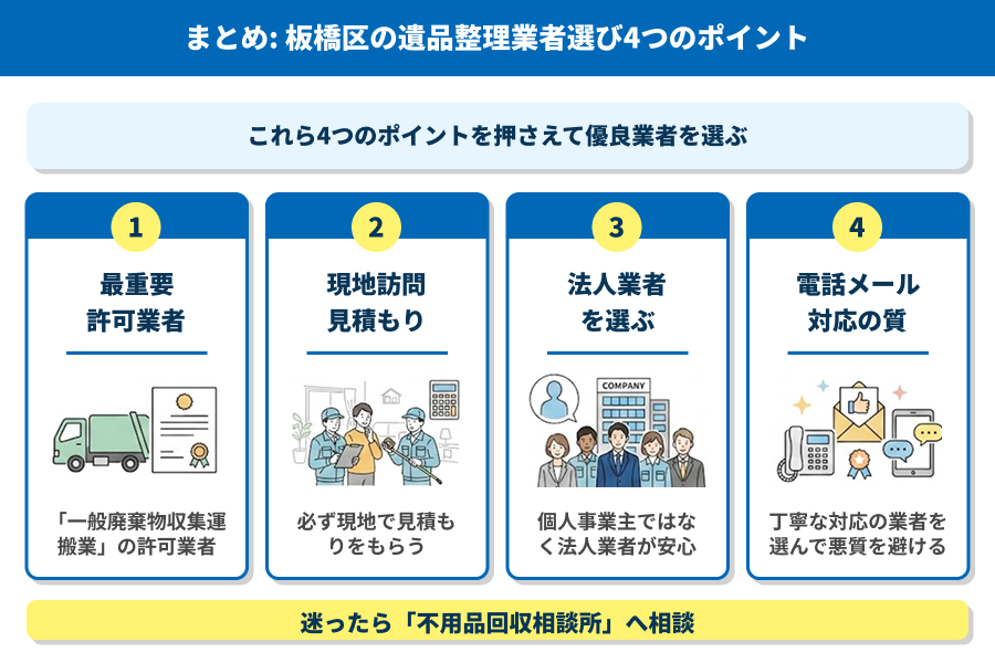 板橋区の遺品整理業者選び4つのポイント