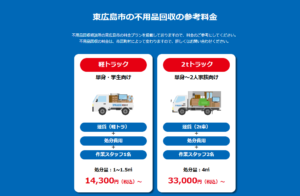 東広島市の不用品回収の参考料金
