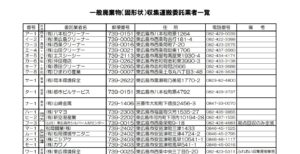 東広島市「一般廃棄物処理業許可業者一覧表」