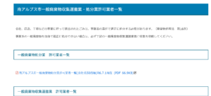 南アルプス市「一般廃棄物収集運搬業・処分業許可業者一覧」